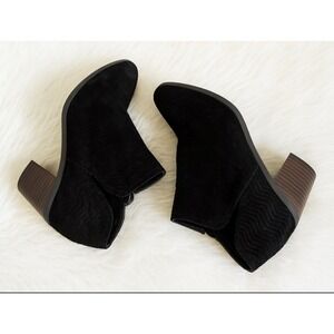 Lucky Brand sz 7.5 Womens Black Chunky Heel Zip Up Ankle Booties Fall Western